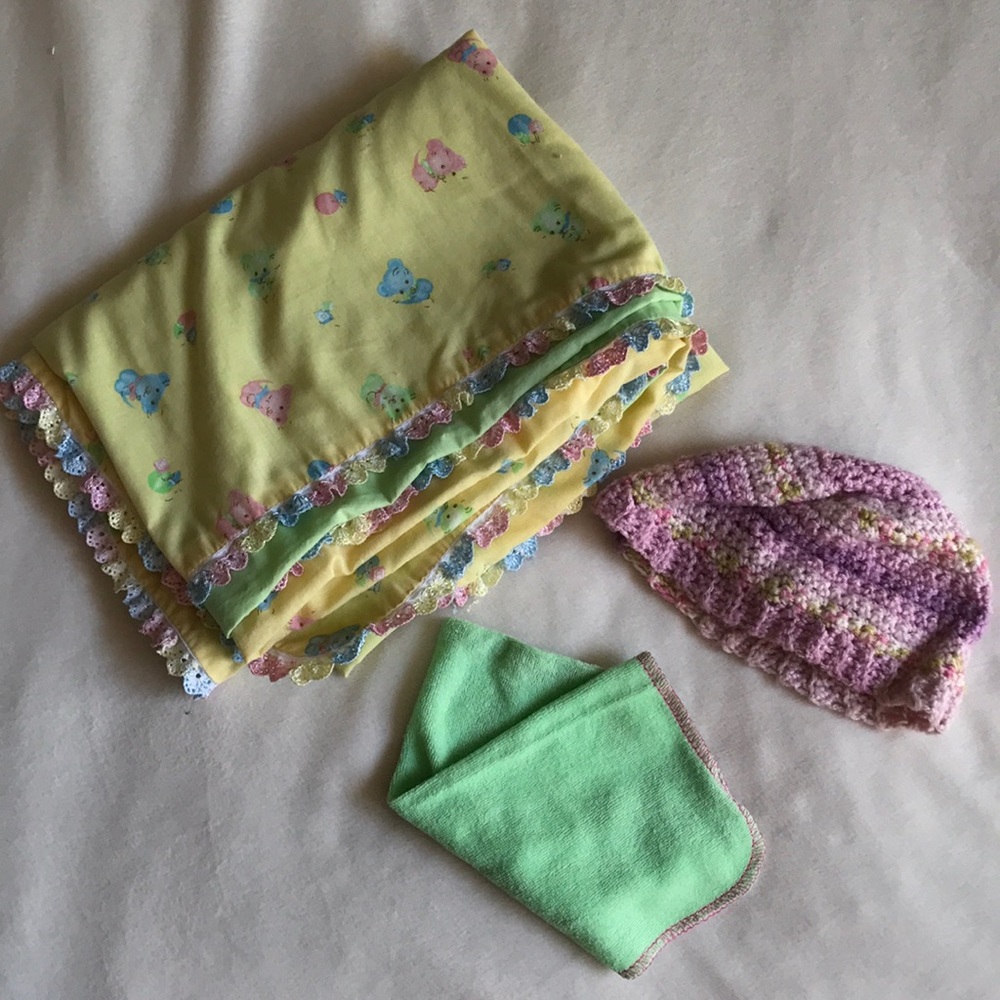 Baby Blanket, Hat, and Cloth